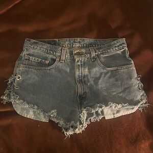 Denim Frayed Hem Women Shorts